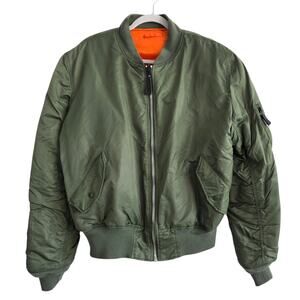 ALPHA INDUSTRIES Flight Bomber Jacket Sage Green & Orange Reversible Size Medium